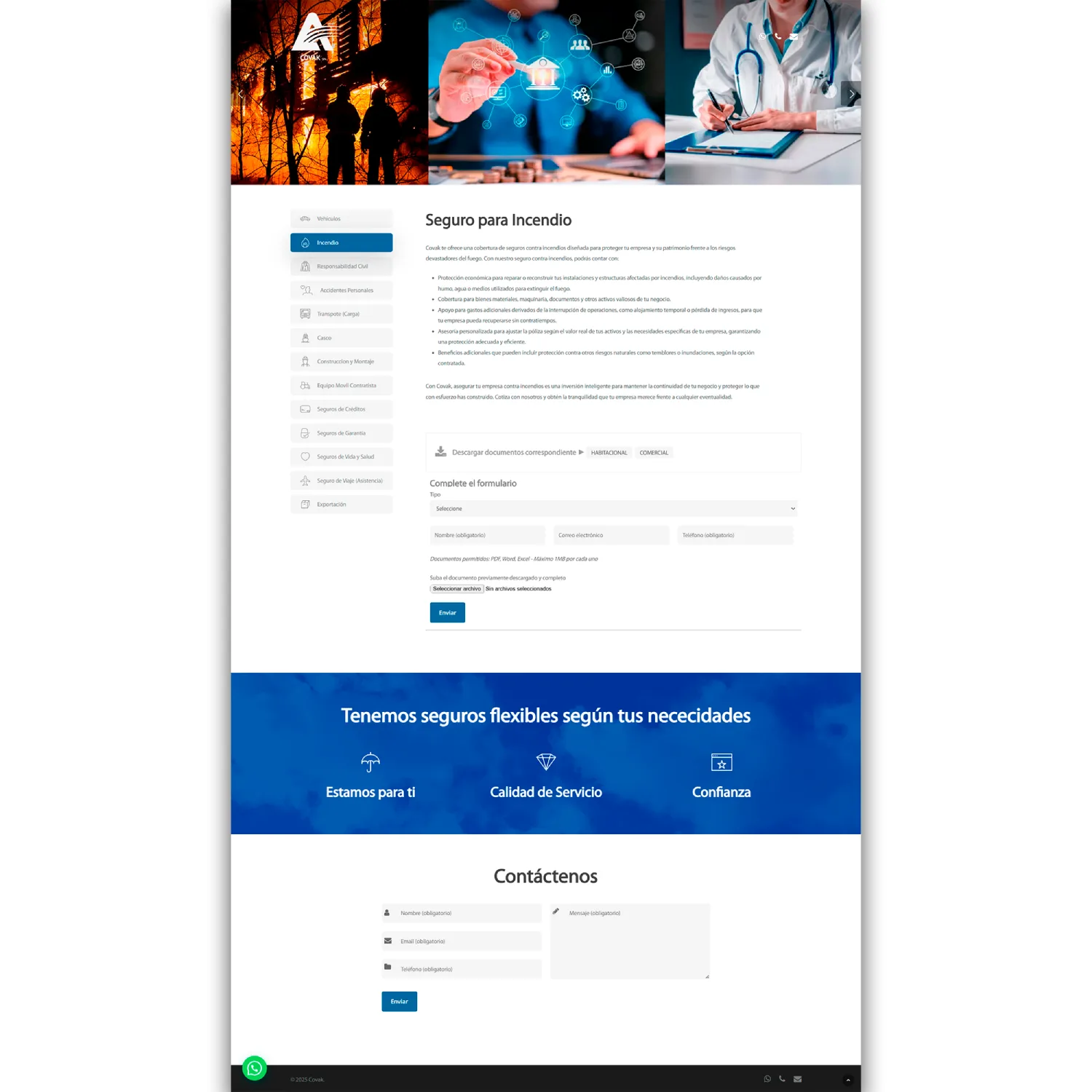 Diseño y desarrollo de sitio web de Covak Seguros para SmartketingDigital por Risi Websites and Designs