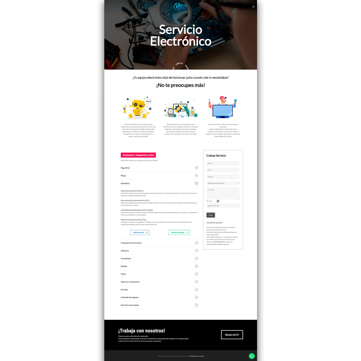 Diseño y Desarrollo web para Servicio Electrónico por Risi Websites & Designs