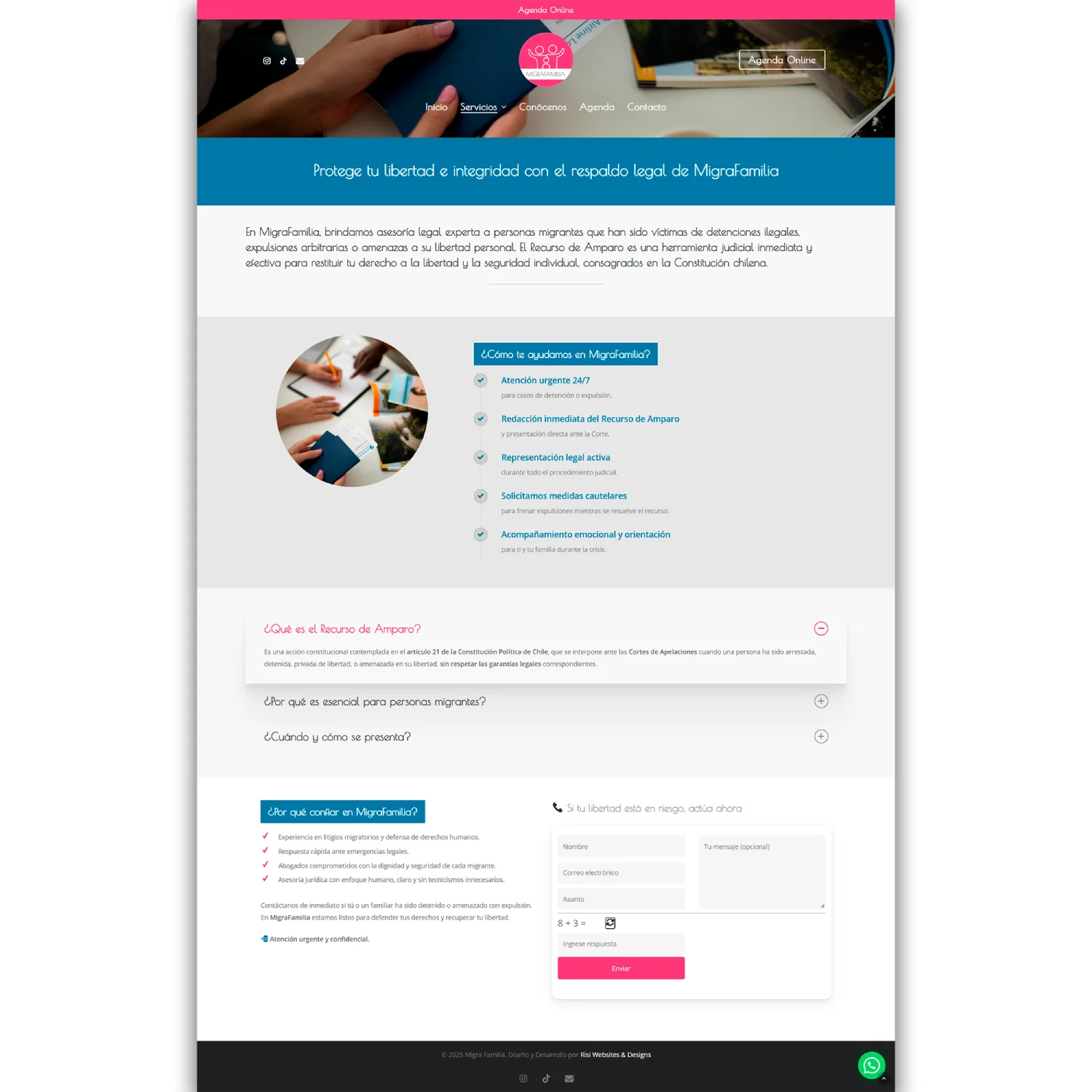 MigraFamilia - página web desarrollada por Risi Websites and Designs