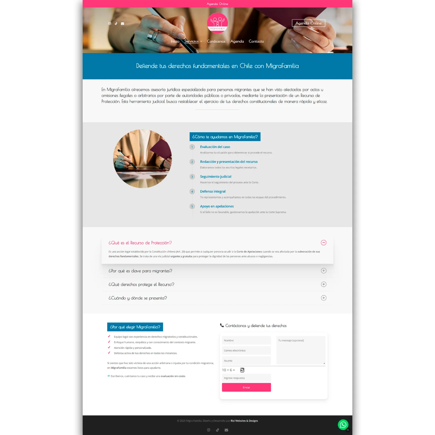 MigraFamilia - página web desarrollada por Risi Websites and Designs