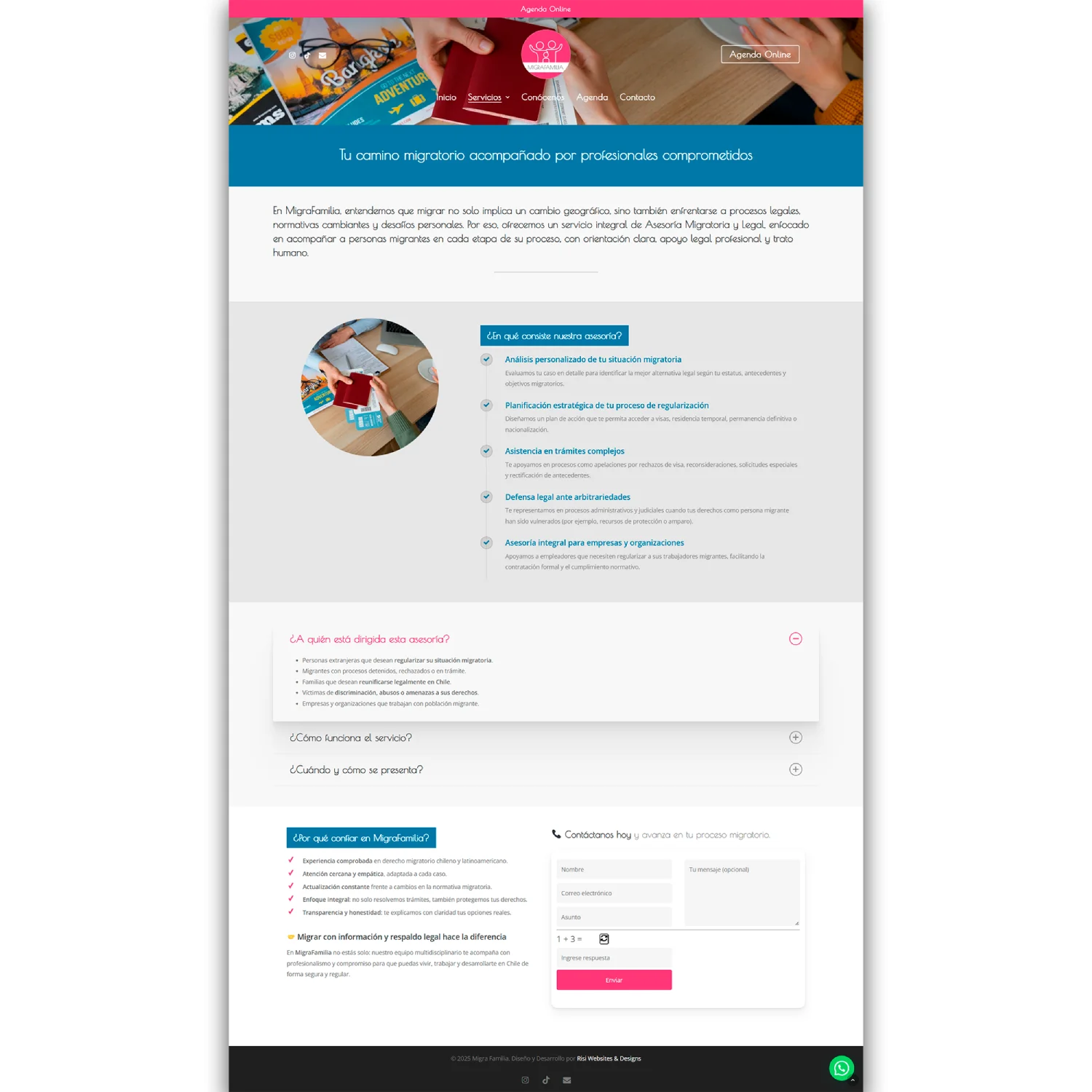 MigraFamilia - página web desarrollada por Risi Websites and Designs