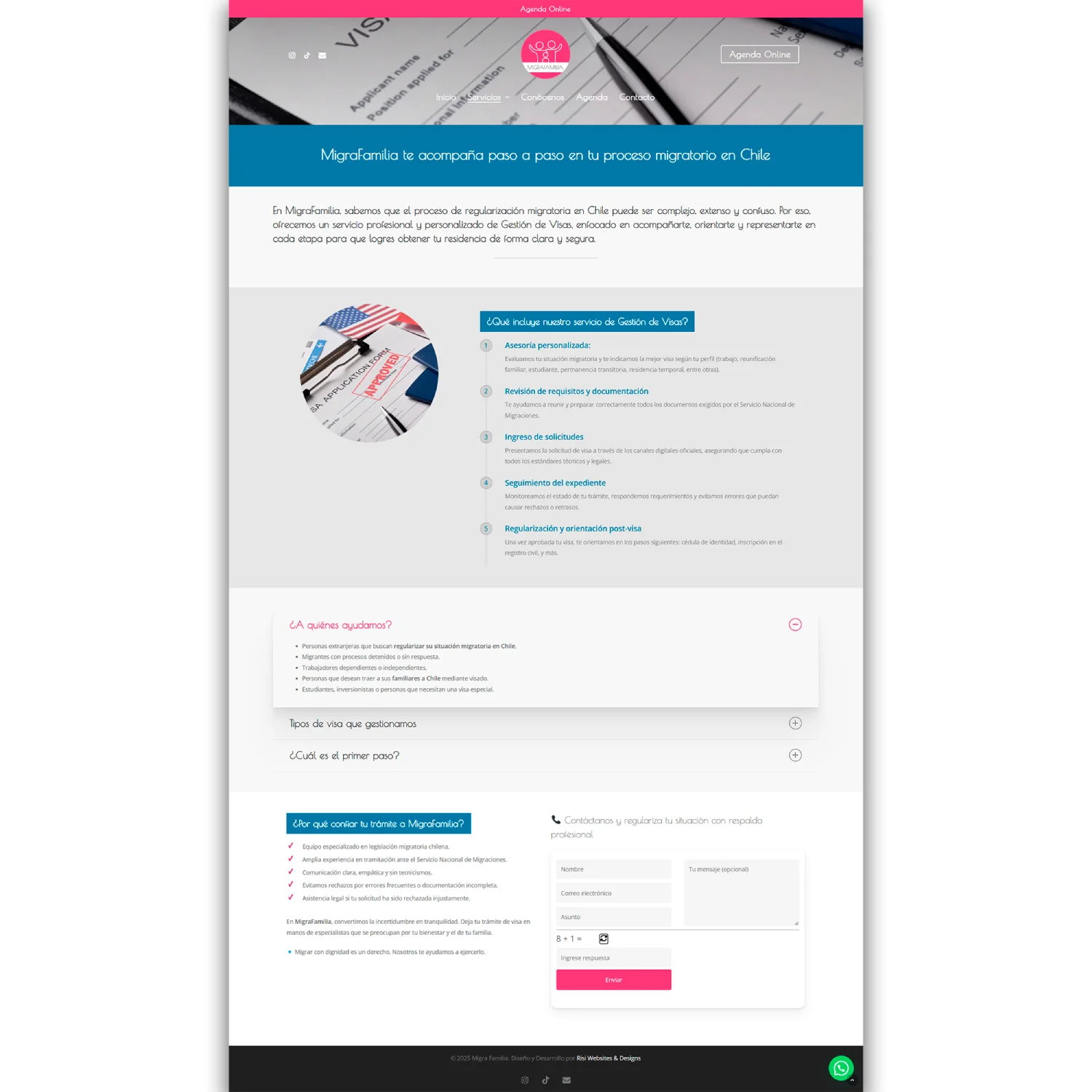 MigraFamilia - página web desarrollada por Risi Websites and Designs