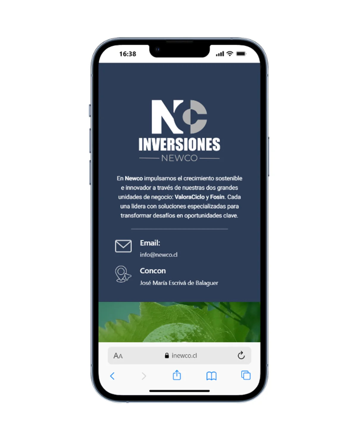 Diseño de página de aterrizaje para Newco Inversiones desarrollado por Risi Websites and Designs