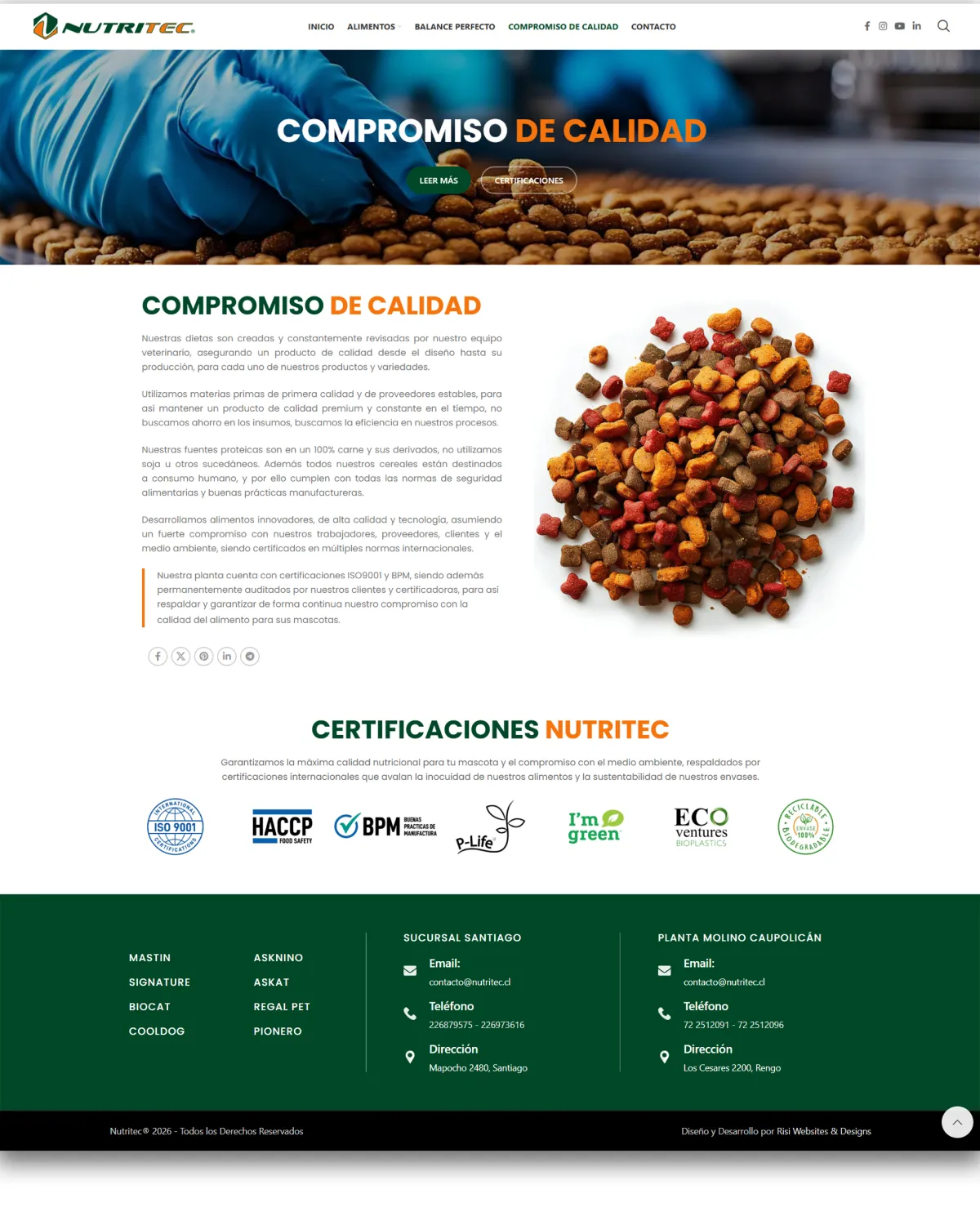 Diseño y Desarrollo de página web para Nutritec