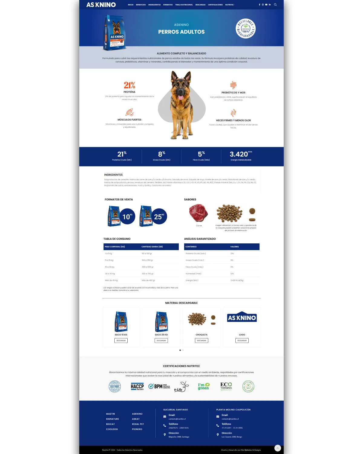 Diseño y Desarrollo de página web para Nutritec